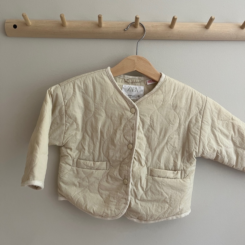 Zara Kids Cream Quilted Puffer Jacket